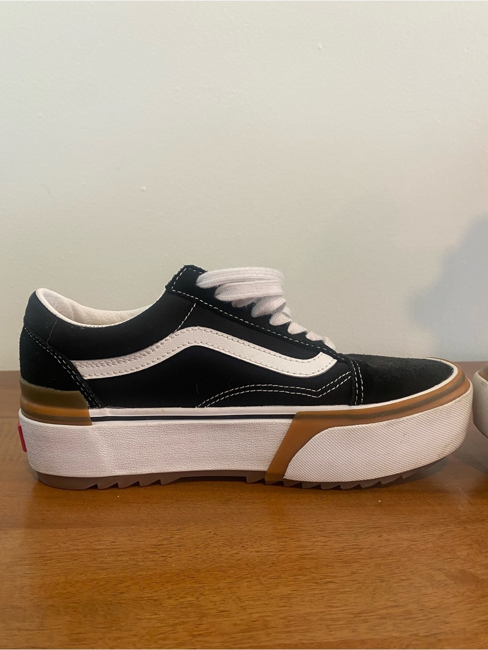 Vans Black and White Platform Old Skool with Gum Accent - Picture 6 of 8